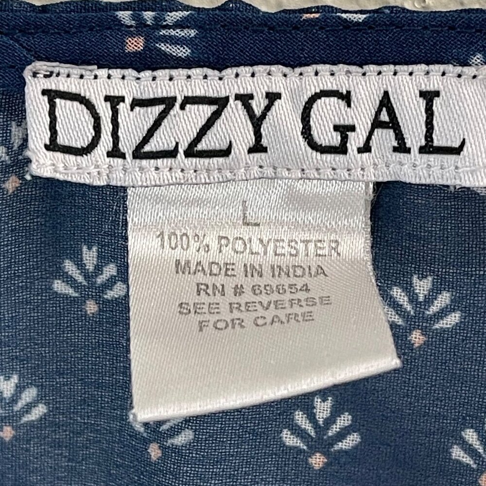 Dizzy Gal Navy Sheer Open Front Kimono Cardigan L Boho Print Women's Lightweight - Picture 6 of 8